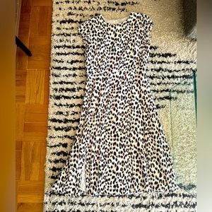 LOFT White Leopard Print Dress (size 10)